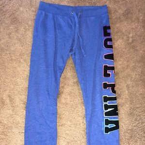LOVE PINK embroidered blue/rainbow sweatpants